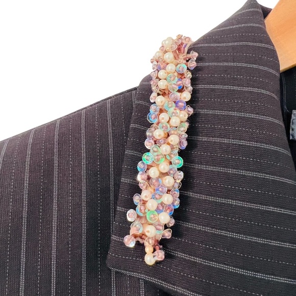 TRUE MEANING Pinstripe Blazer Blazer in Gray Size 6 - Picture 7 of 10